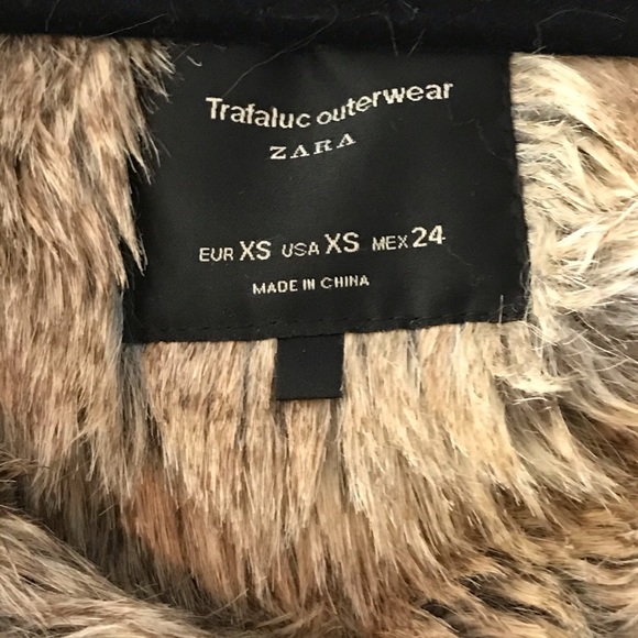 Zara Trafaluc Outerwear Coat Faux Fur size XS - Picture 9 of 9